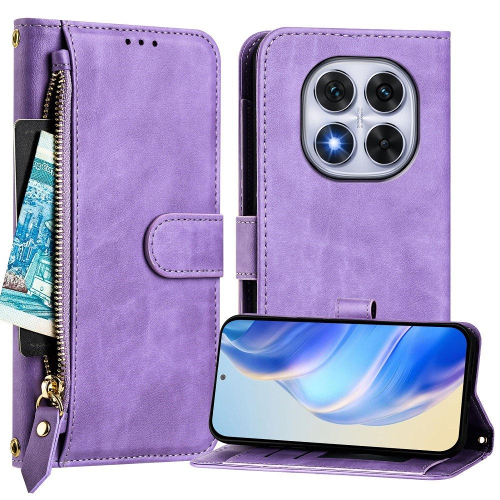 EIDERWOOD Xiaomi Redmi Note 14 Pro+ / 14 Pro (5G) Flip Deksel med Kortholder for 6 Kort & Glidelåslomme - Lilla