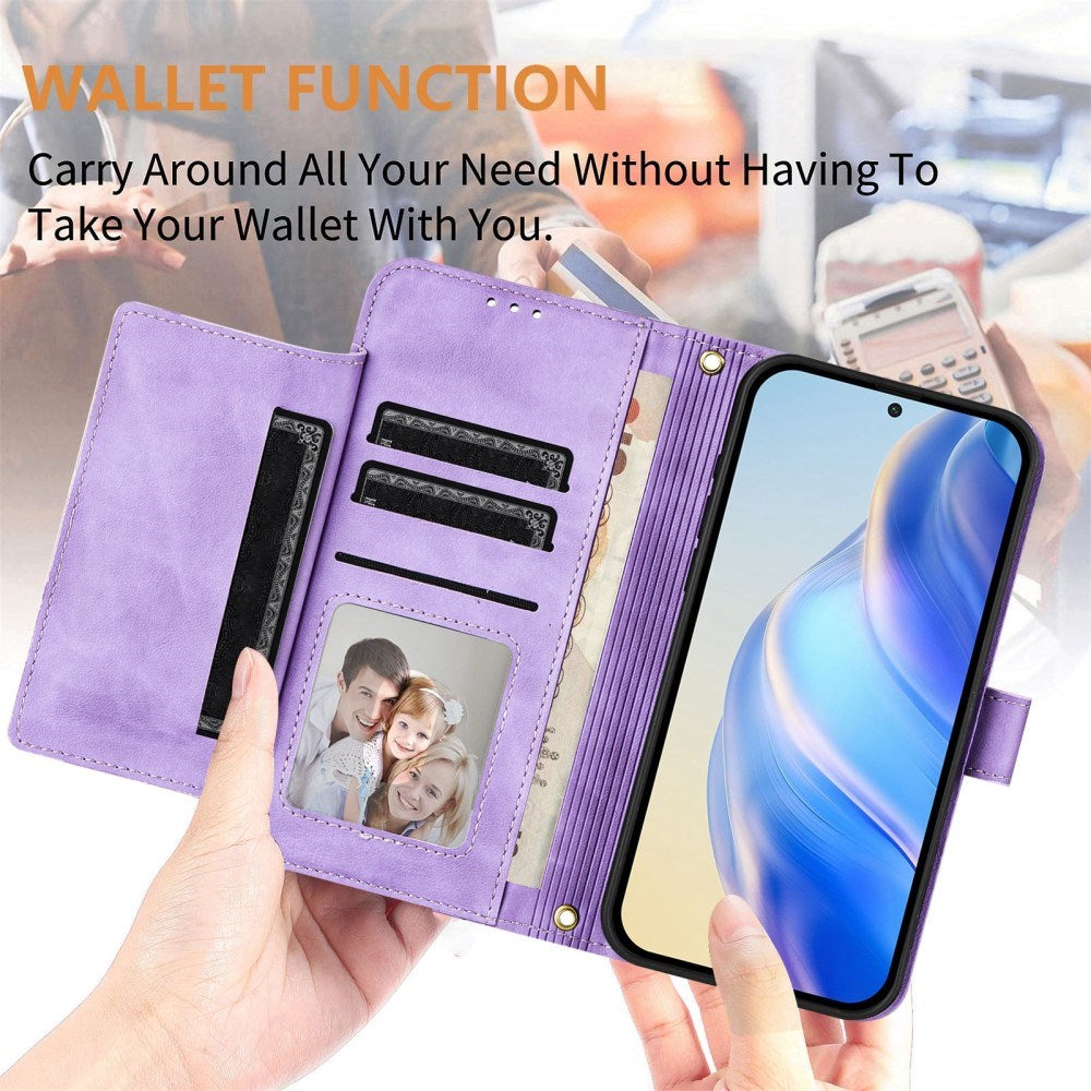 EIDERWOOD Xiaomi Redmi Note 14 Pro+ / 14 Pro (5G) Flip Deksel med Kortholder for 6 Kort & Glidelåslomme - Lilla