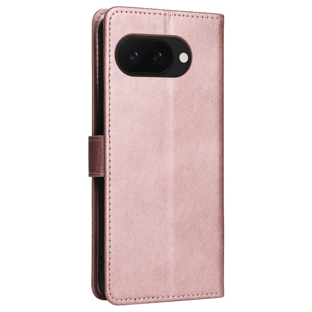 EIDERWOOD Google Pixel 9a Kunstskinn Flip Deksel m. Kortholder & Stropp - Rosa