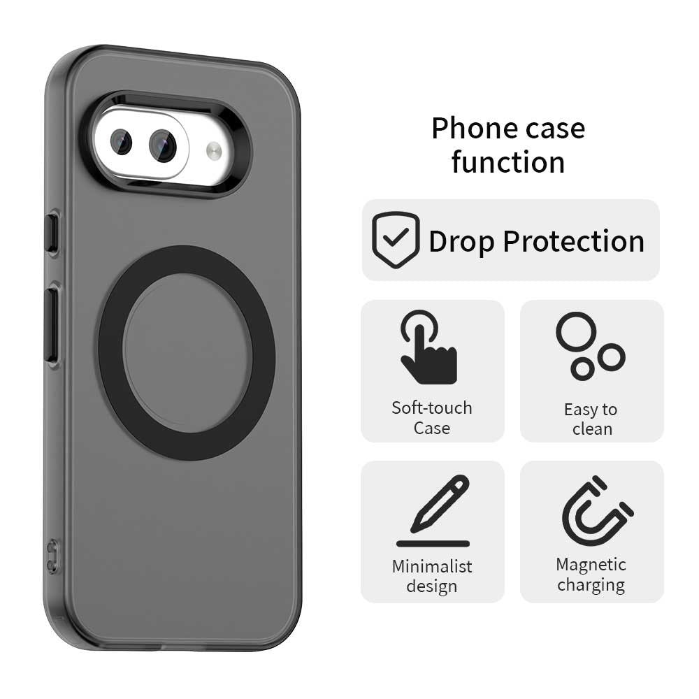 EIDERWOOD Google Pixel 9a Hybrid Plast Deksel - MagSafe Kompatibel - Gjennomsiktig / Svart