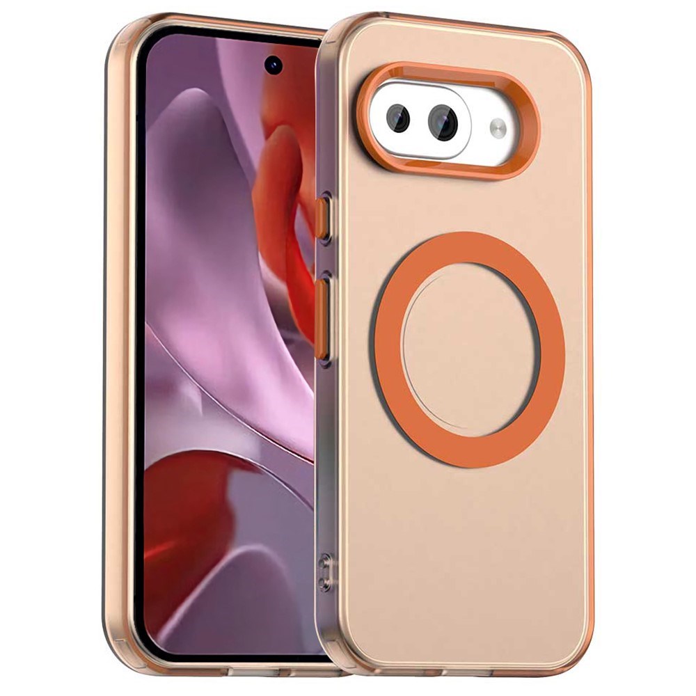 EIDERWOOD Google Pixel 9a Hybrid Plast Deksel - MagSafe Kompatibel - Gjennomsiktig / Oransje