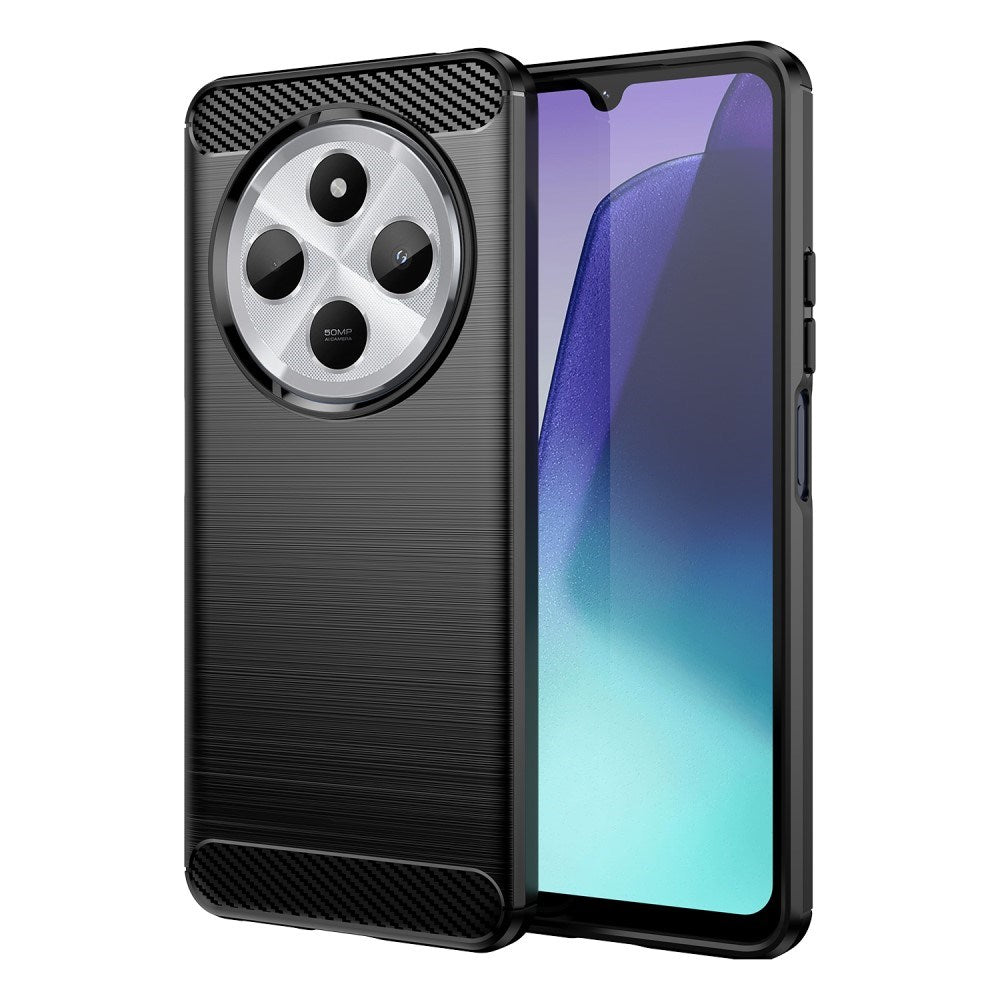 EIDERWOOD Xiaomi Redmi 14C Brushed Carbon Fiber Fleksibelt Plast Deksel - Svart