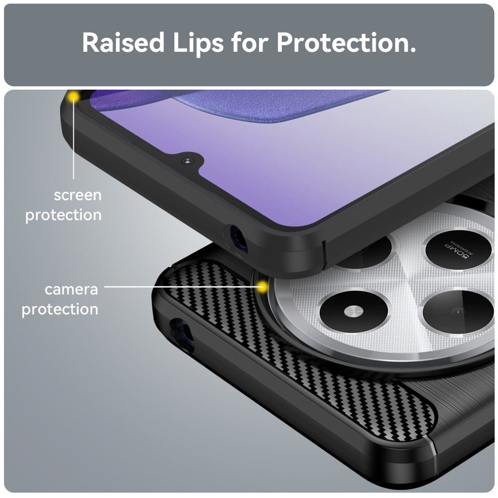 EIDERWOOD Xiaomi Redmi 14C Brushed Carbon Fiber Fleksibelt Plast Deksel - Svart