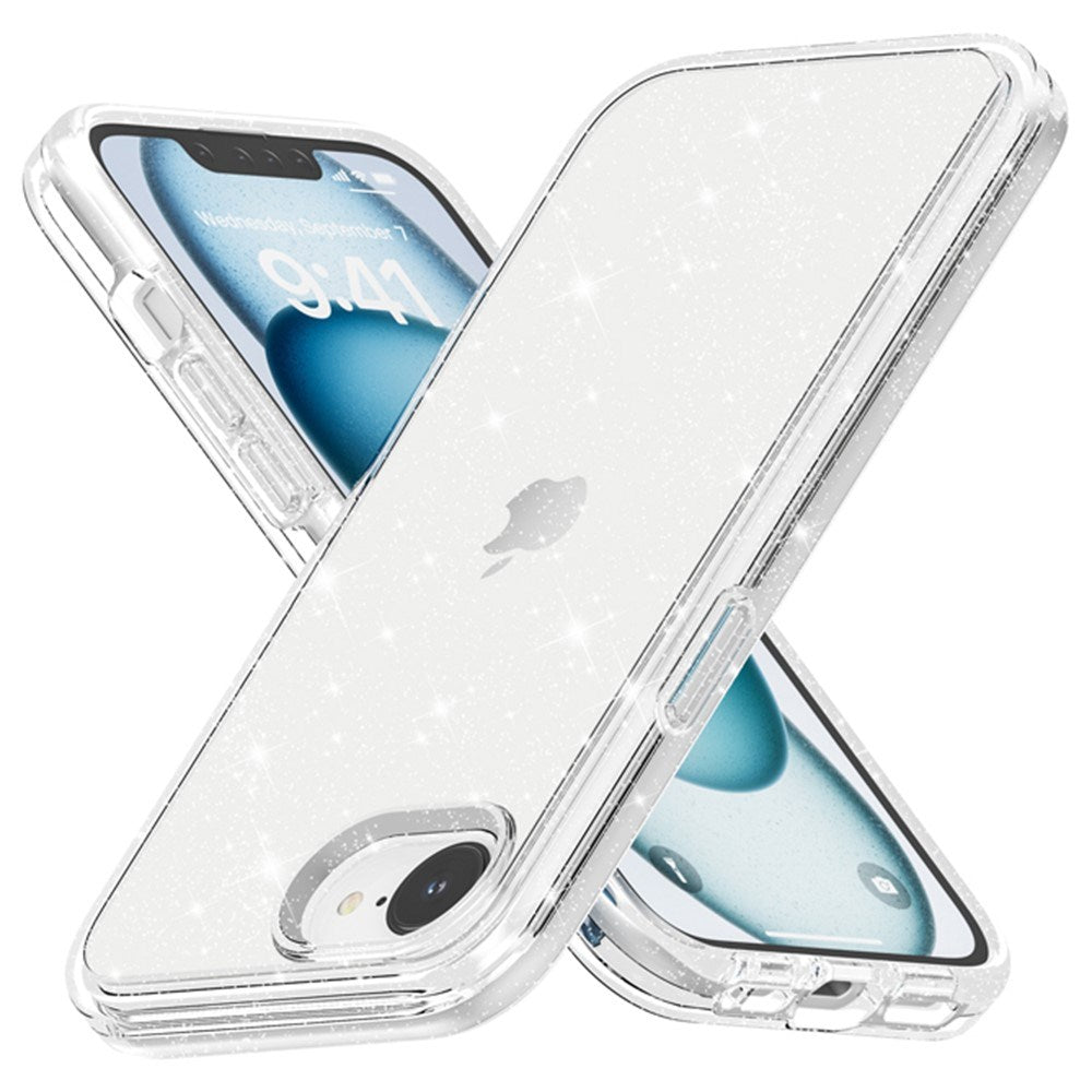 EIDERWOOD iPhone 17e / 16e Hybrid Glitter Plast Deksel - MagSafe Kompatibel - Hvit
