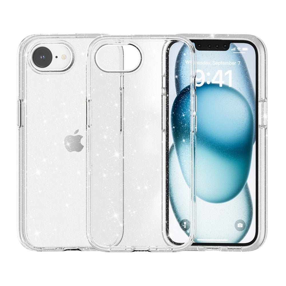 EIDERWOOD iPhone 17e / 16e Hybrid Glitter Plast Deksel - MagSafe Kompatibel - Hvit