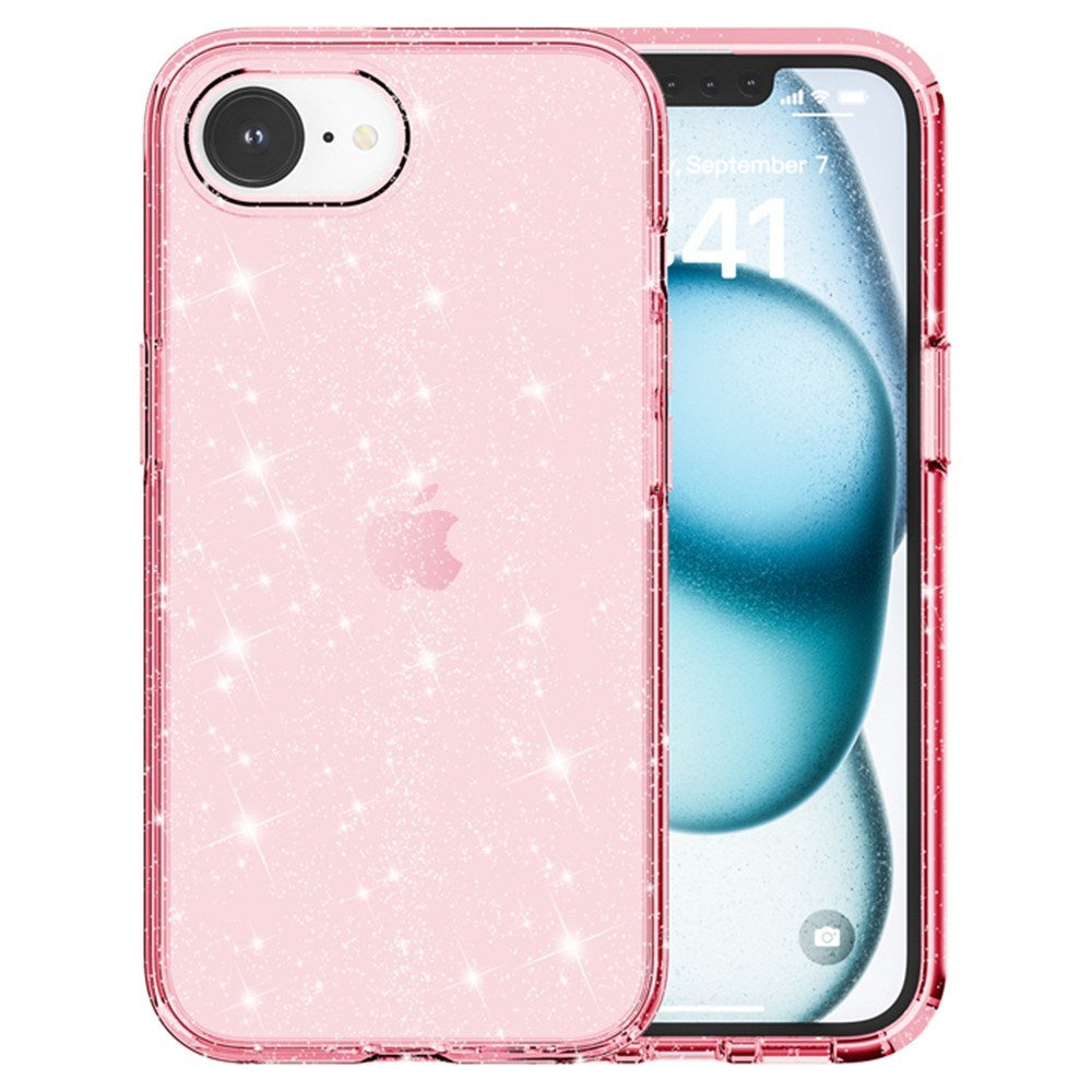 EIDERWOOD iPhone 17e / 16e Hybrid Glitter Plast Deksel - MagSafe Kompatibel - Rosa