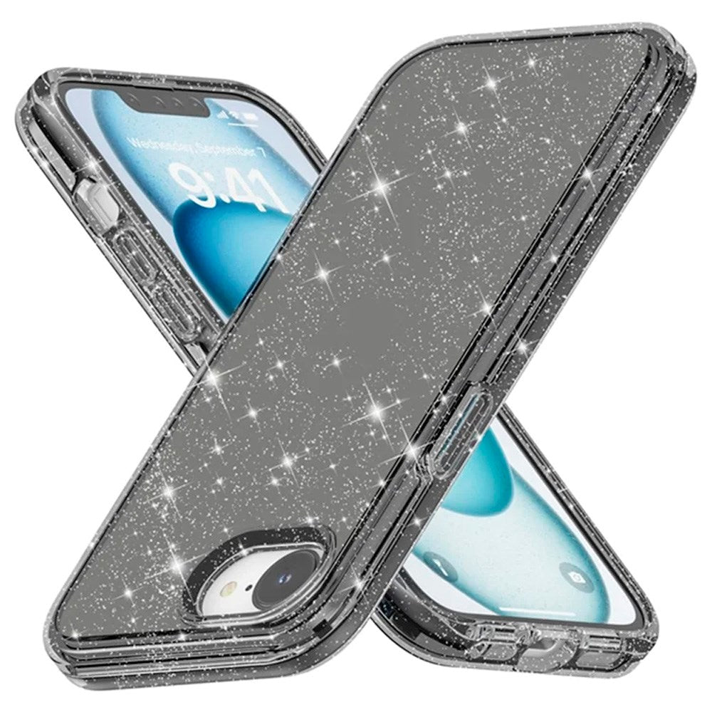 EIDERWOOD iPhone 17e / 16e Hybrid Glitter Plast Deksel - MagSafe Kompatibel - Svart
