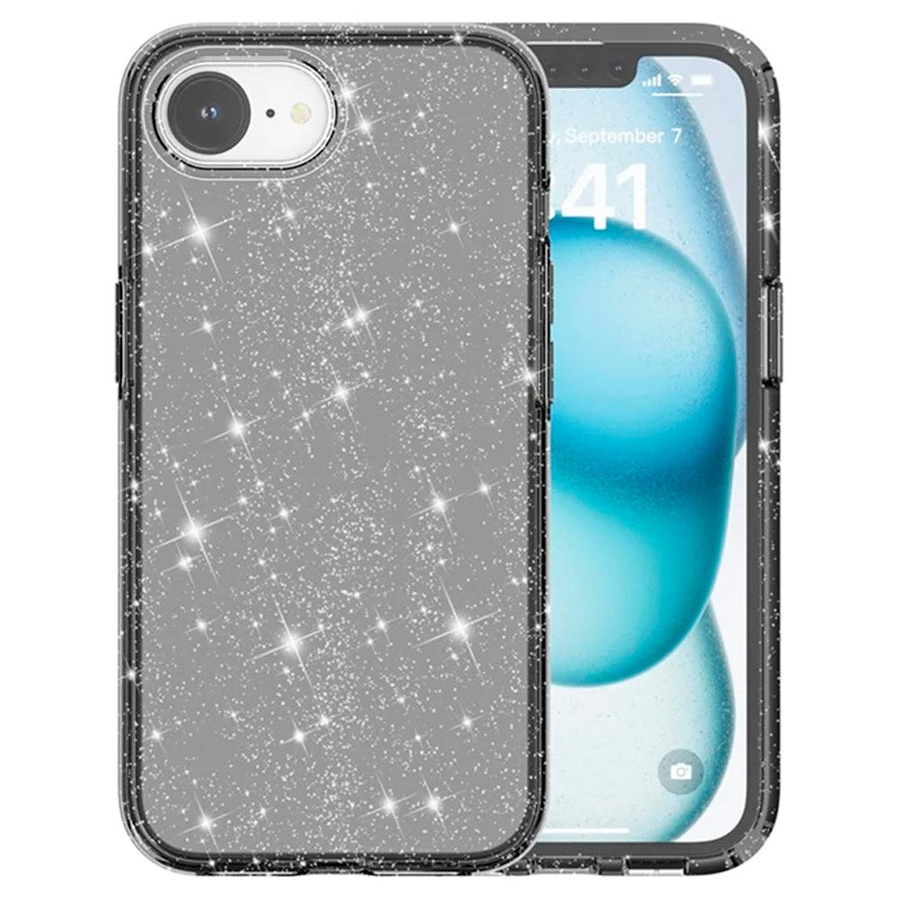 EIDERWOOD iPhone 17e / 16e Hybrid Glitter Plast Deksel - MagSafe Kompatibel - Svart