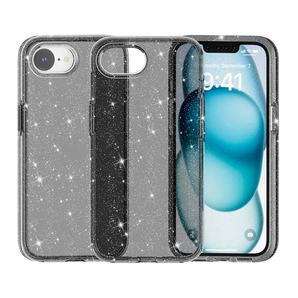EIDERWOOD iPhone 17e / 16e Hybrid Glitter Plast Deksel - MagSafe Kompatibel - Svart