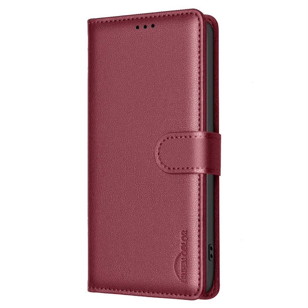 Samsung Galaxy A56 (5G) BINFEN Kunstskinn Flip Deksel m. RFID Blokkering - Rød