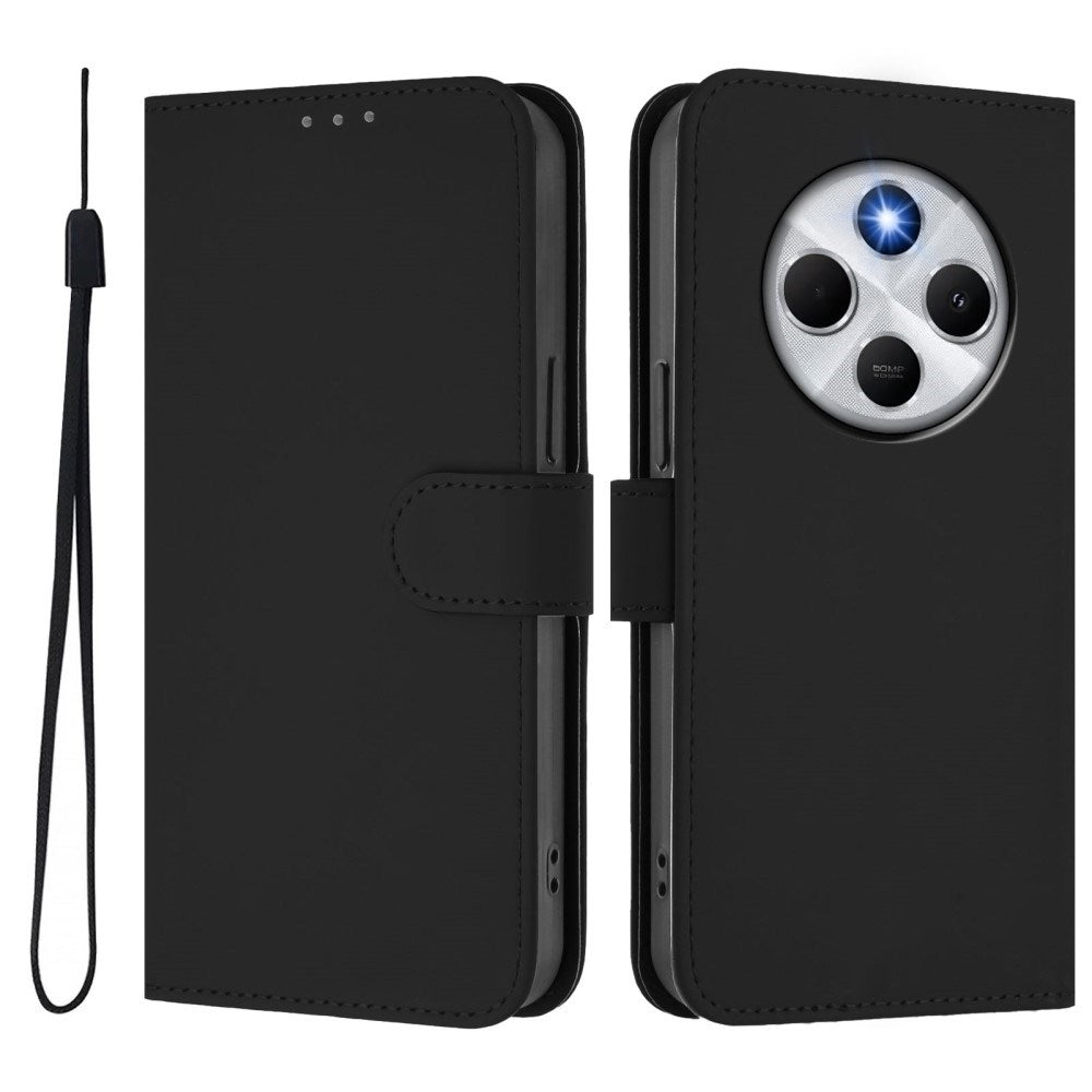 EIDERWOOD Xiaomi Redmi 14C Kunstskinn Flip Deksel m. Kortholder & Ståfunksjon - Svart