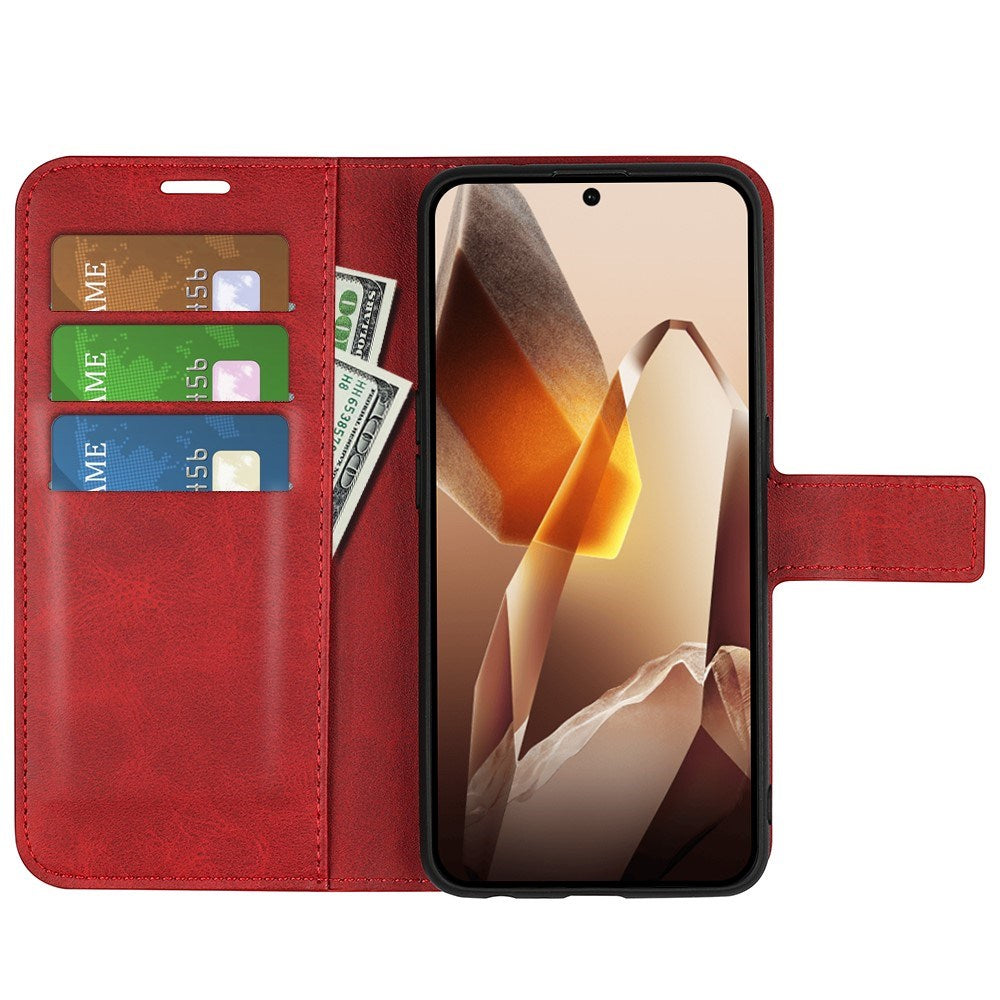EIDERWOOD OnePlus 13 Wallet Flip Deksel i Læder med Pung - Rød