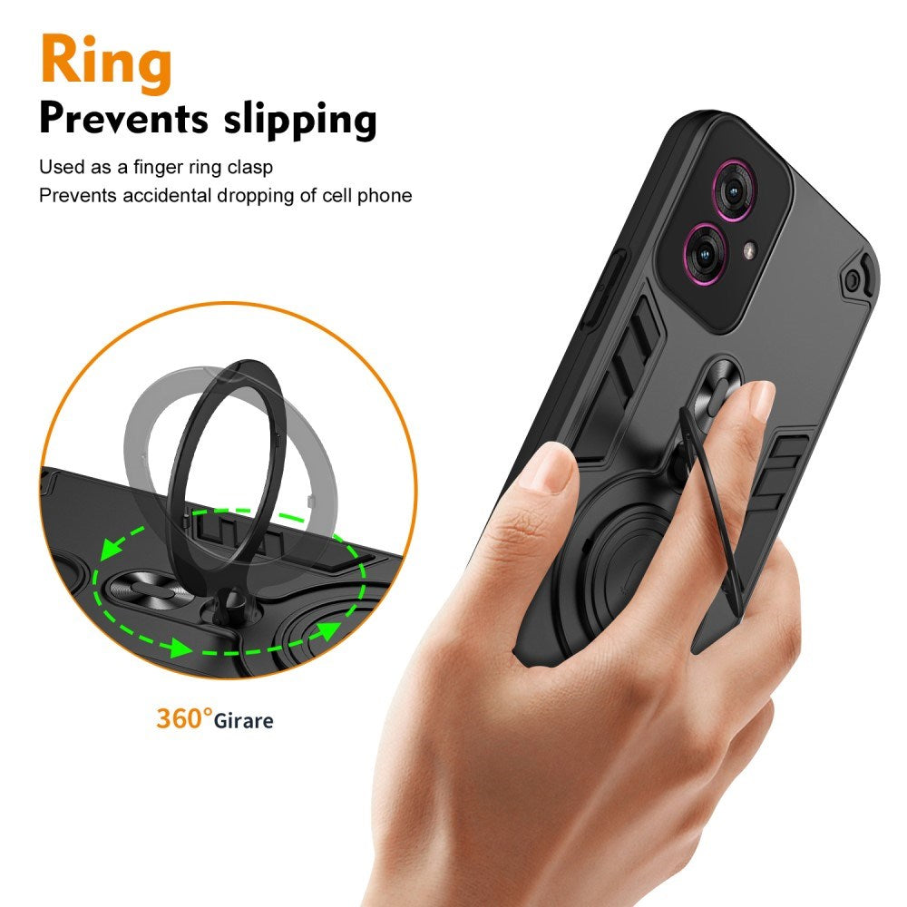 EIDERWOOD Motorola Moto G55 Hybrid Håndverker Deksel m. Roterende Kickstand - Svart