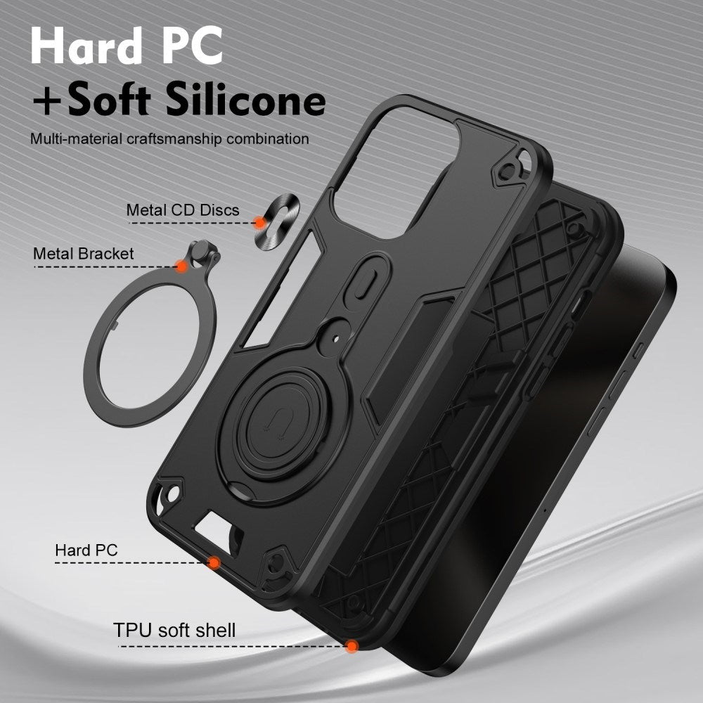 EIDERWOOD Motorola Moto G55 Hybrid Håndverker Deksel m. Roterende Kickstand - Svart