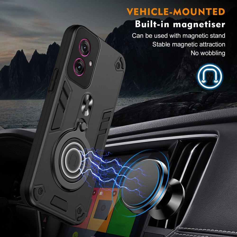 EIDERWOOD Motorola Moto G55 Hybrid Håndverker Deksel m. Roterende Kickstand - Svart