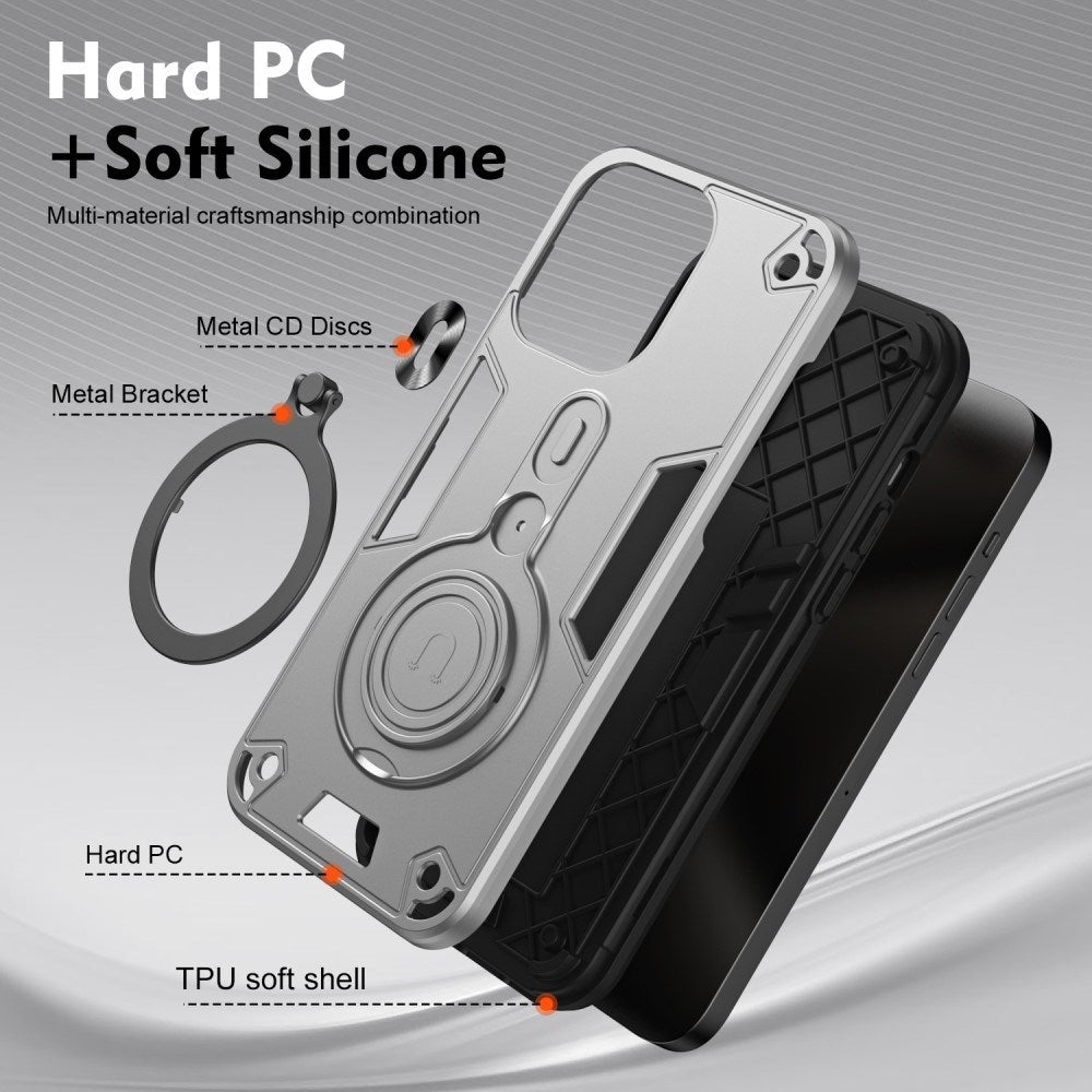 EIDERWOOD Motorola Moto G55 Hybrid Håndverker Deksel m. Roterende Kickstand - Sølv