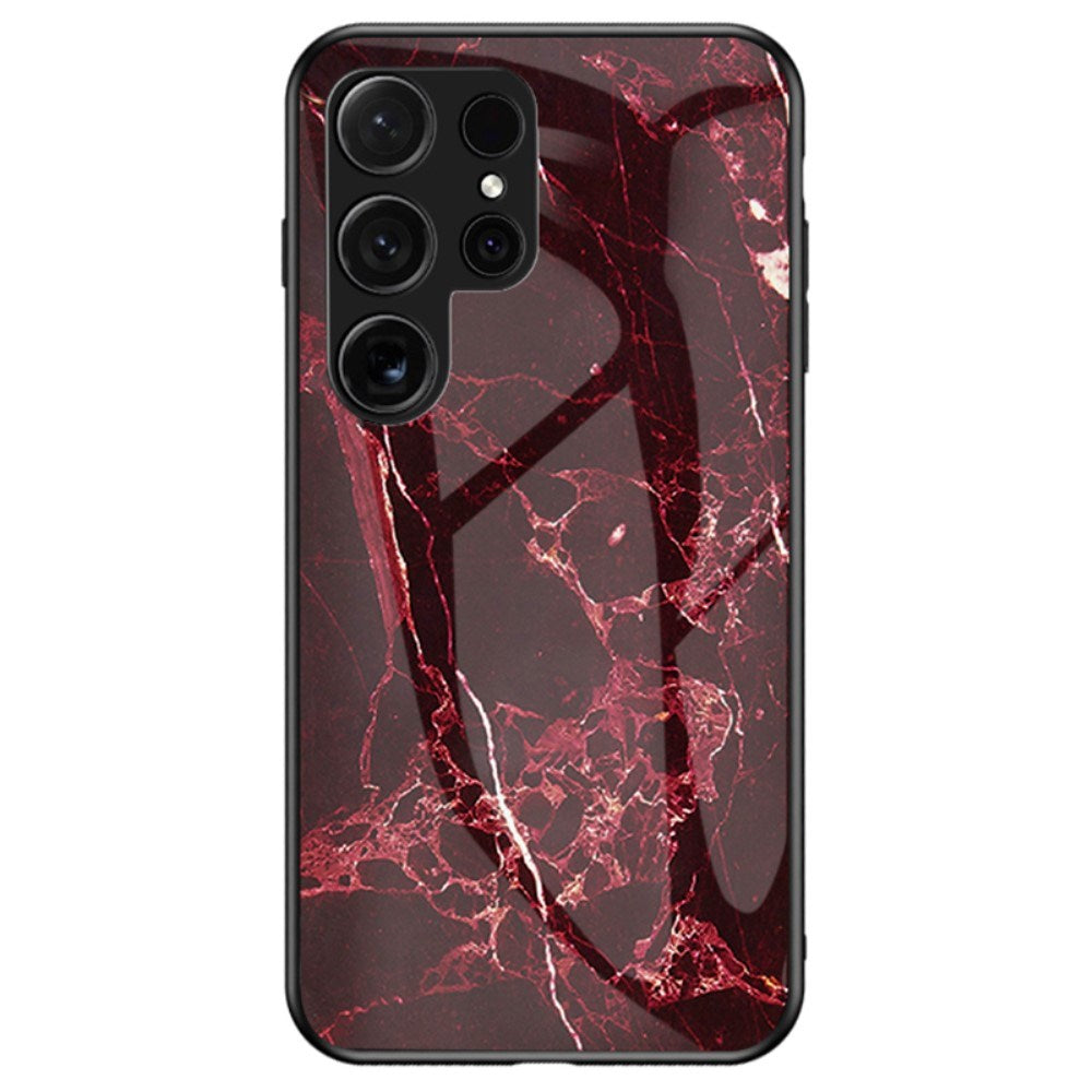 EIDERWOOD Samsung Galaxy S25 Ultra Hybrid Marmor Deksel m. Glass Bakside - Rød
