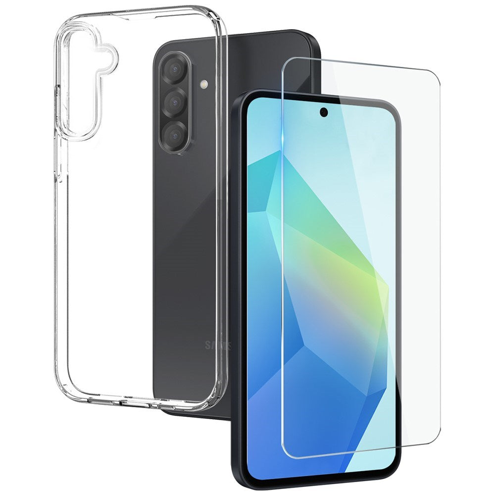 Samsung Galaxy A56 (5G) 2-i-1 Fleksibelt Plast Deksel & Herdet Skjermbeskyttelsesglass - Gjennomsiktig