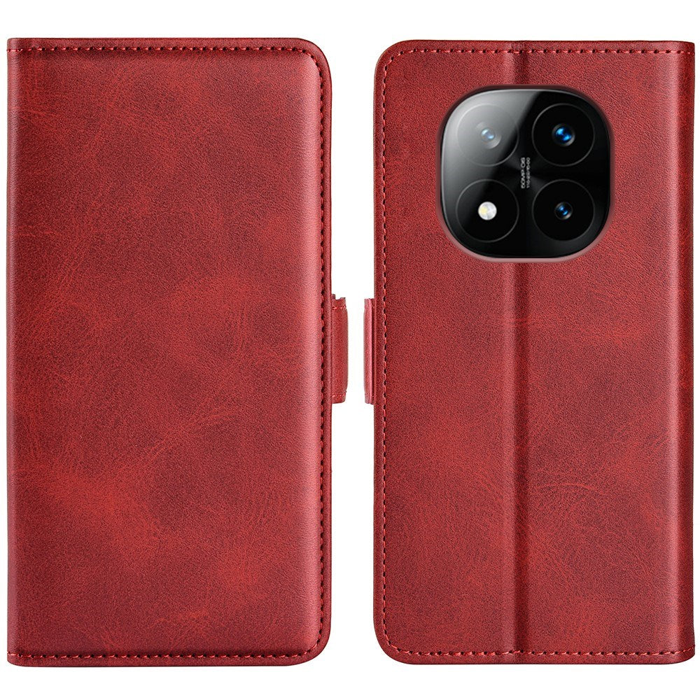 EIDERWOOD Xiaomi Redmi Note 14 Pro+ Kunstskinn Flip Deksel m. Lommebok & Stativfunksjon - Rød
