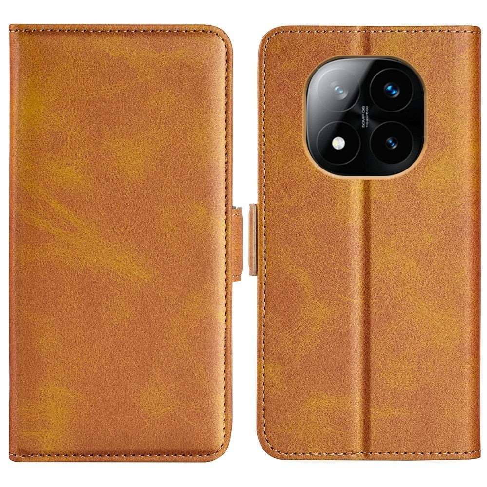 EIDERWOOD Xiaomi Redmi Note 14 Pro+ Kunstskinn Flip Deksel m. Kortholder & Ståfunksjon - Lysbrun