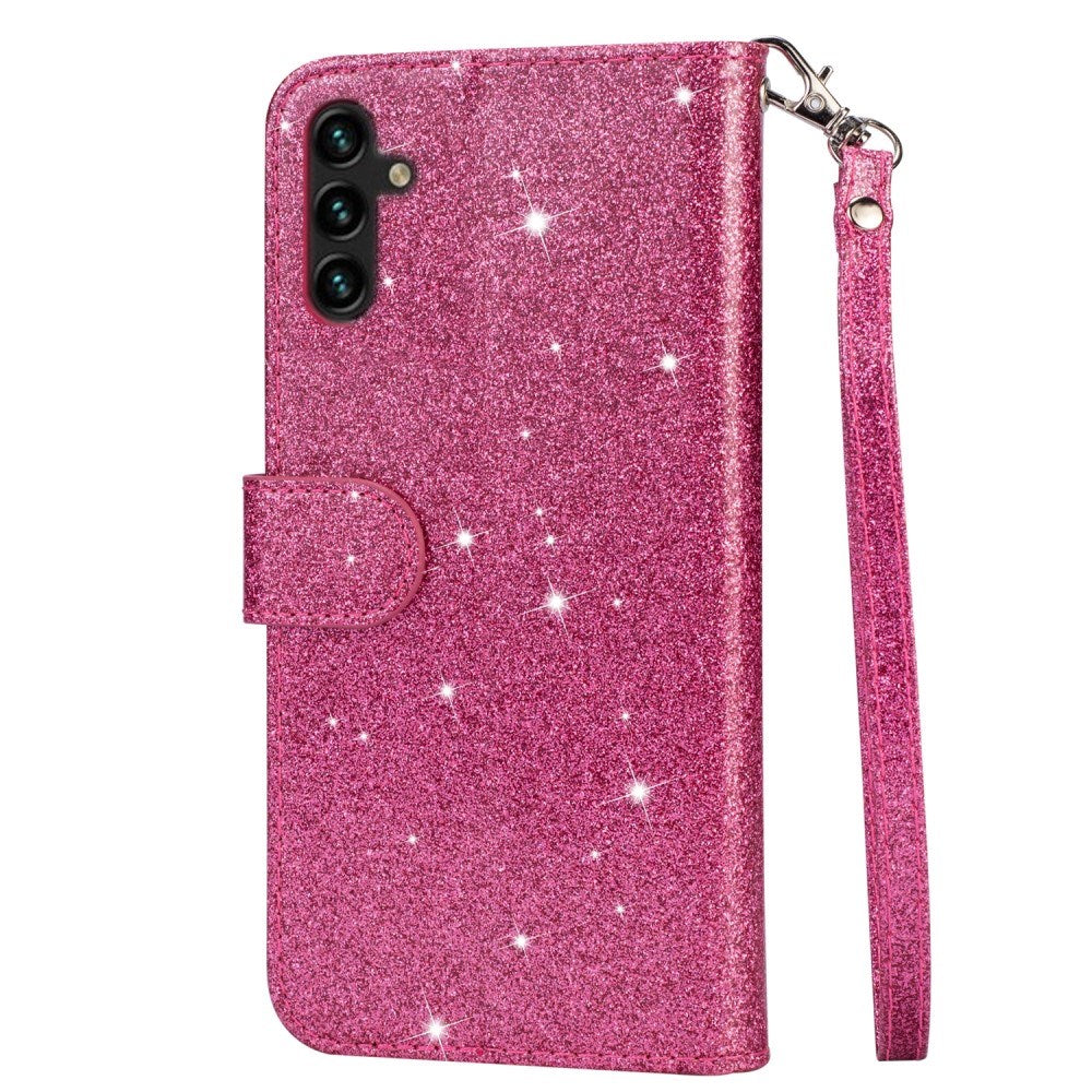 EIDERWOOD Samsung Galaxy A56 (5G) Glitter Flip Deksel m. Glidelåslomme & Ståfunksjon - Pink