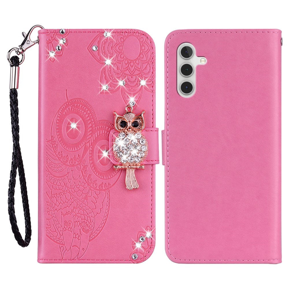 EIDERWOOD Samsung Galaxy S25+ (Plus) Kunstskinn Flip Deksel m. Uglemotiv - Rosa