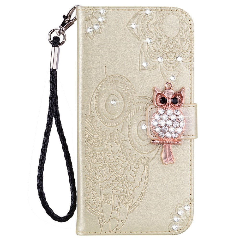 EIDERWOOD Samsung Galaxy S25 Ultra Kunstskinn Flip Deksel m. Uglemotiv - Gull