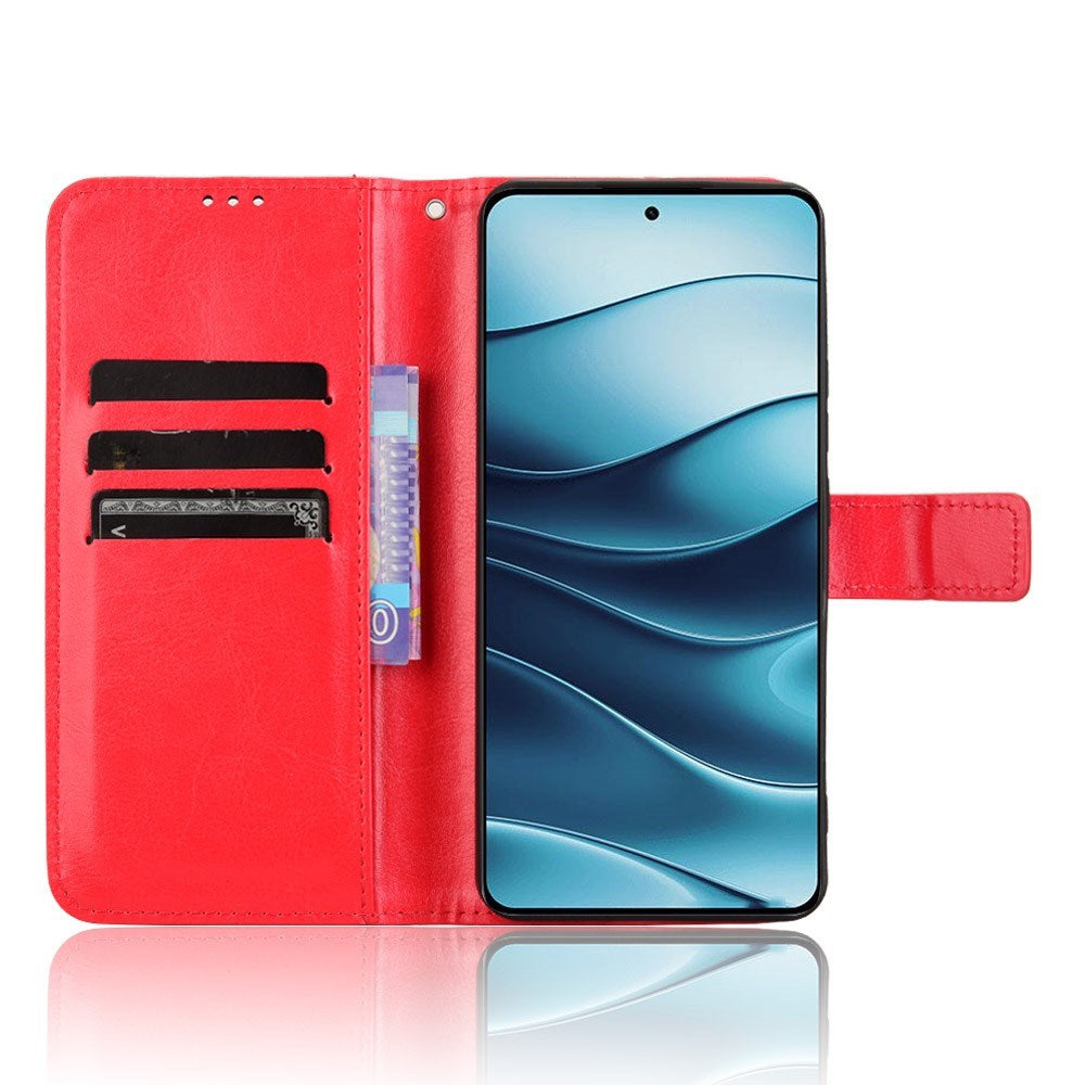 EIDERWOOD Xiaomi Redmi Note 14 (5G) Kunstskinn Flip Deksel m. Strop - Rød