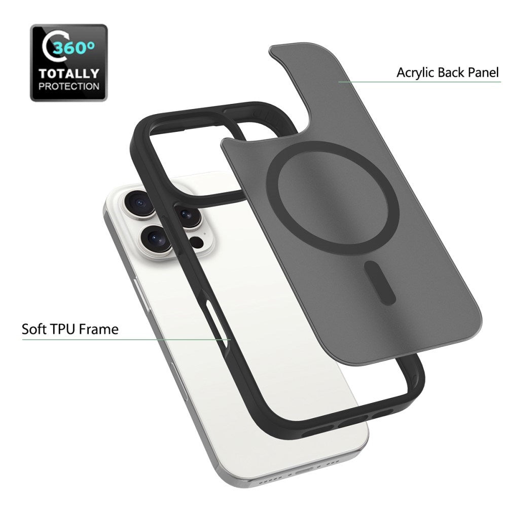 EIDERWOOD iPhone 16 Pro Matt Hybrid Deksel - MagSafe Kompatibel - Svart / Gjennomsiktig