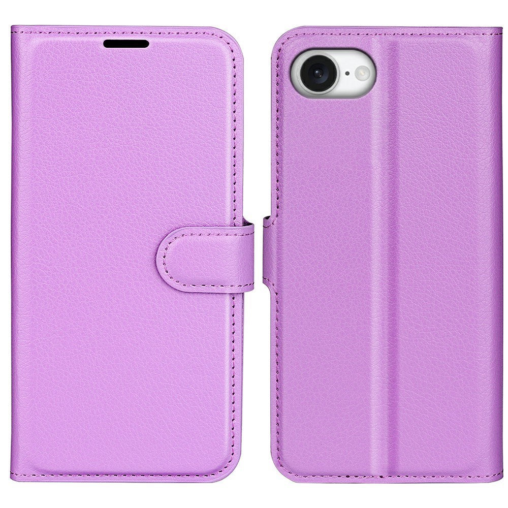 EIDERWOOD iPhone 17e / 16e Kunstskinn Flip Deksel m. Kortholder & Ståfunksjon - Lilla