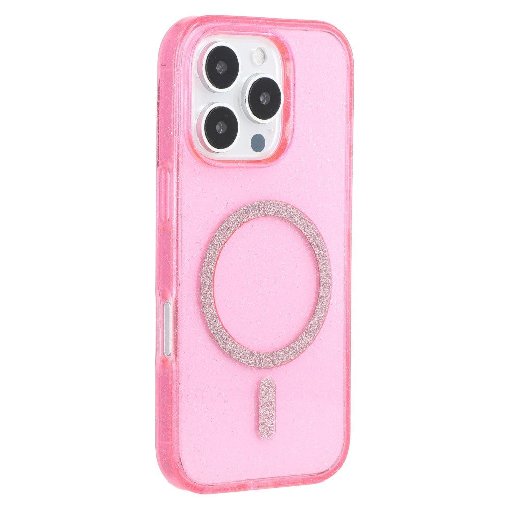 EIDERWOOD iPhone 16 Pro Plast Glitter Deksel - MagSafe Kompatibelt - Rosa