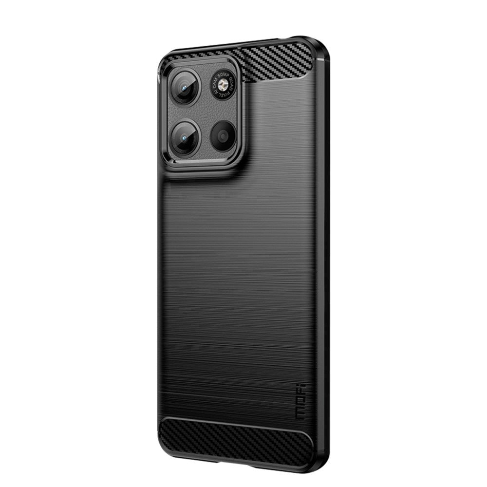 Motorola Moto G17 Power / G17 / G15 MOFI Brushed Carbon Fiber Fleksibelt Plast Deksel - Svart