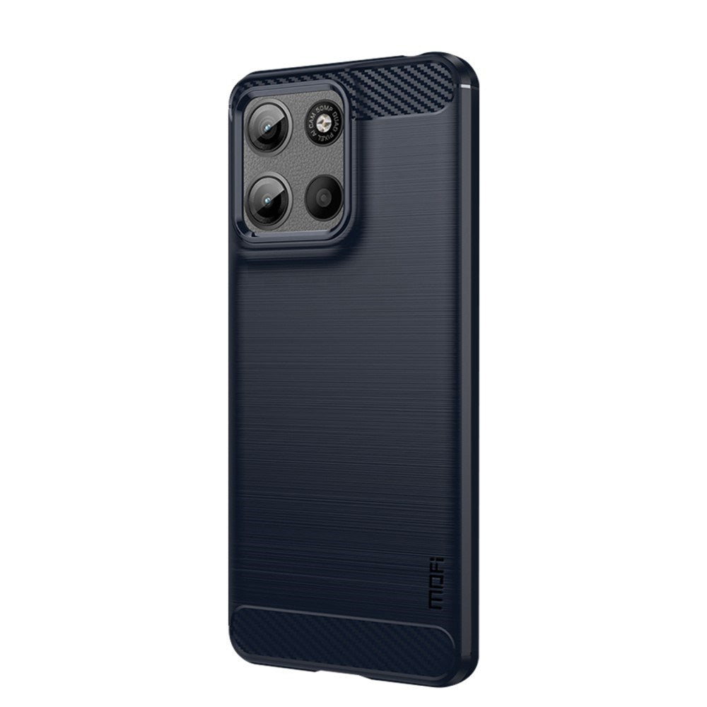 Motorola Moto G17 Power / G17 / G15 MOFI Brushed Carbon Fiber Fleksibelt Plast Deksel - Blå