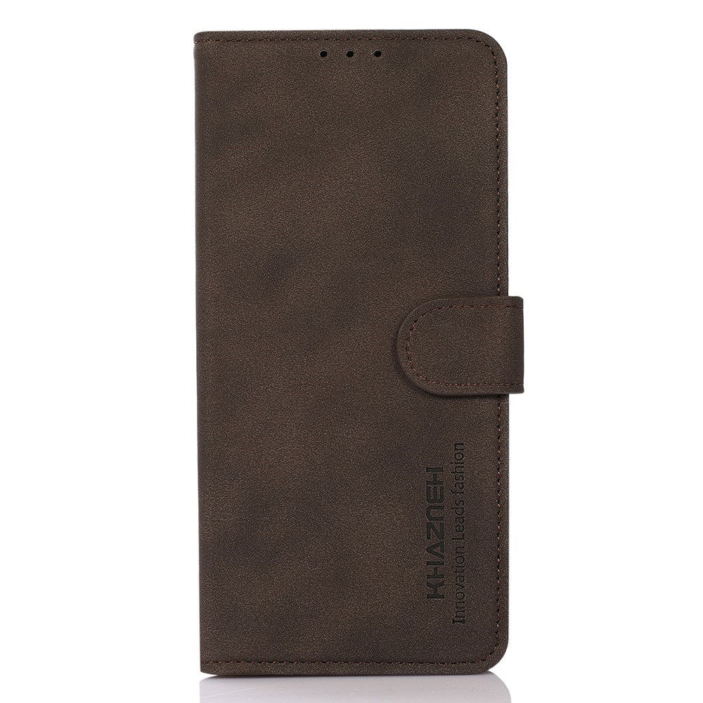 Xiaomi Redmi Note 14 (5G) KHAZNEH Kunstskinn Flip Deksel m. Kortholder & Ståfunksjon - Brun