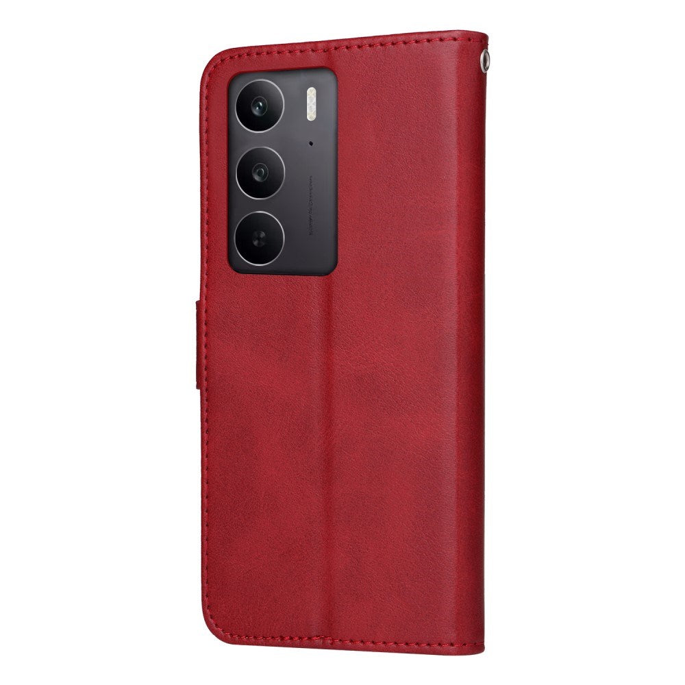 EIDERWOOD Realme 14X (5G) / C75 Kunstskinn Flip Deksel m. Stropp - Rød