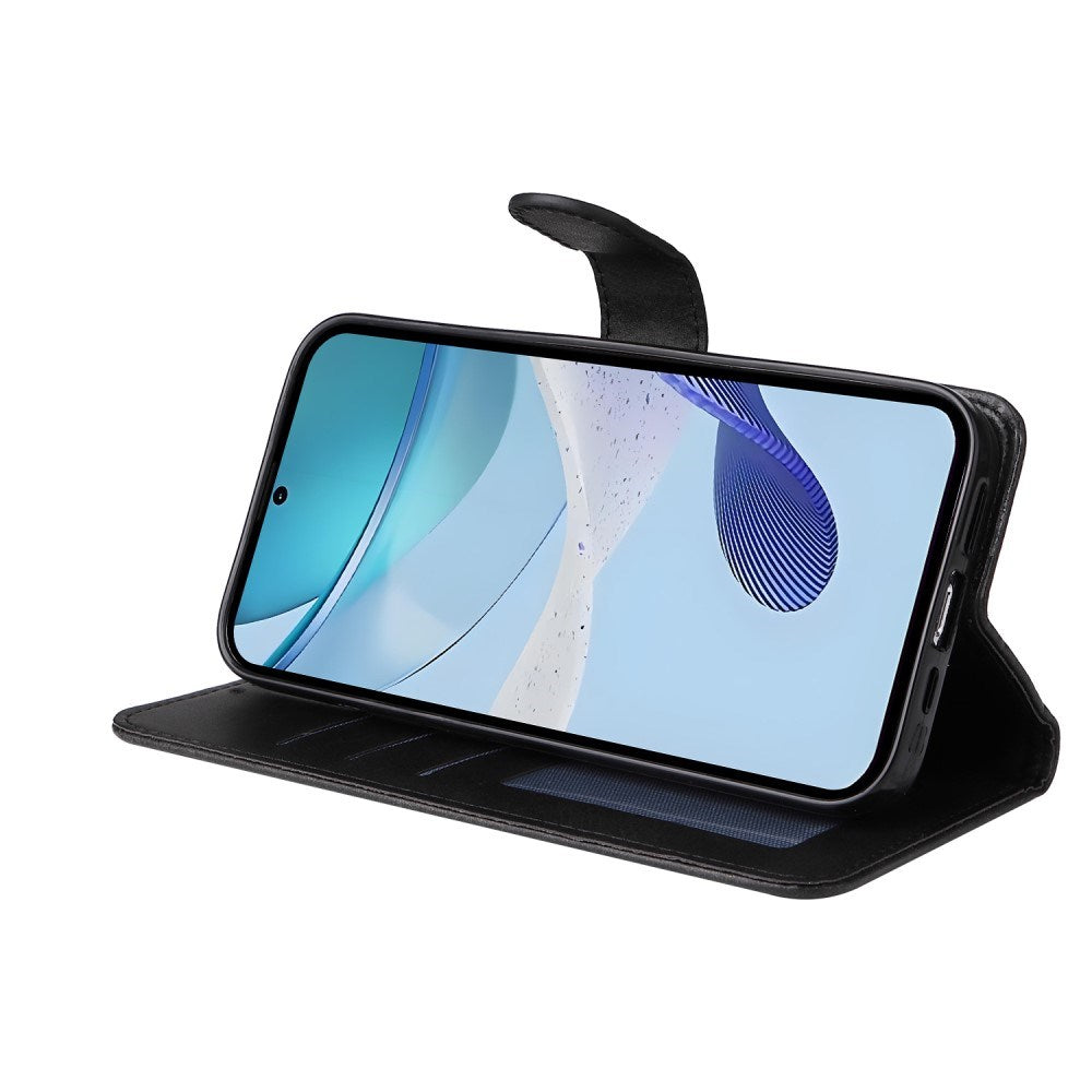 EIDERWOOD Realme 14X (5G) / C75 Kunstskinn Flip Deksel m. Stropp - Svart