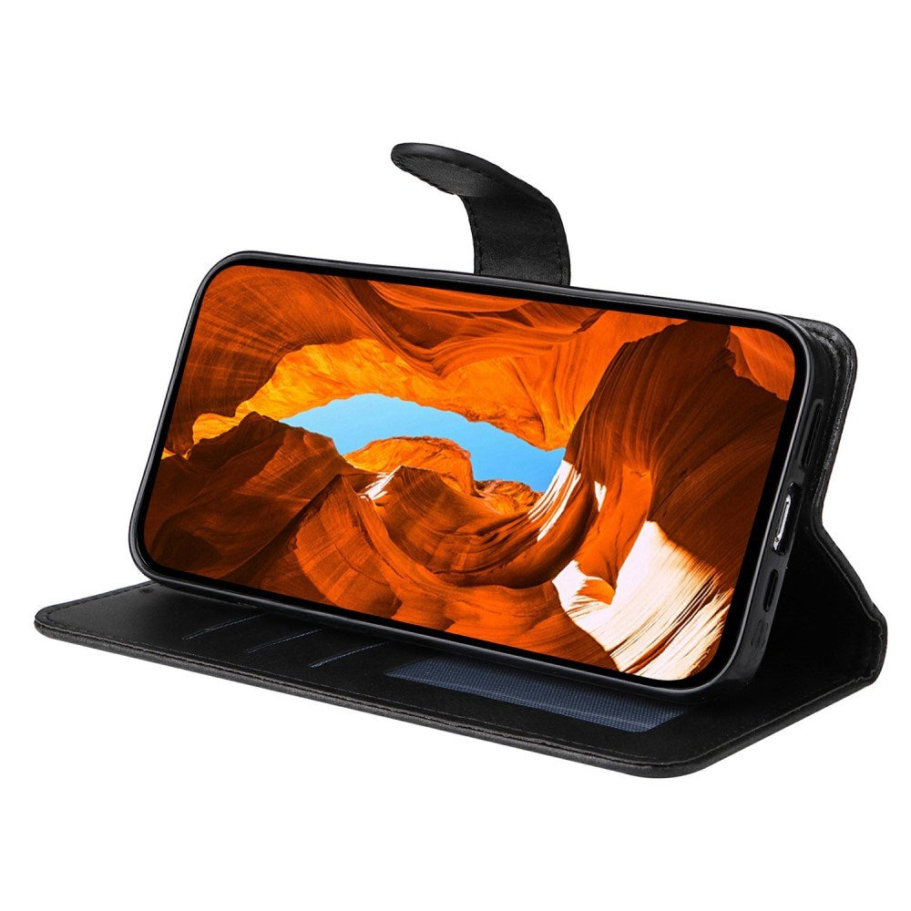 EIDERWOOD Motorola Moto E14 (4G) / G04 (4G) / G04s (4G) / G24 (4G) Kunstskinn Flip Deksel m. Stropp - Svart