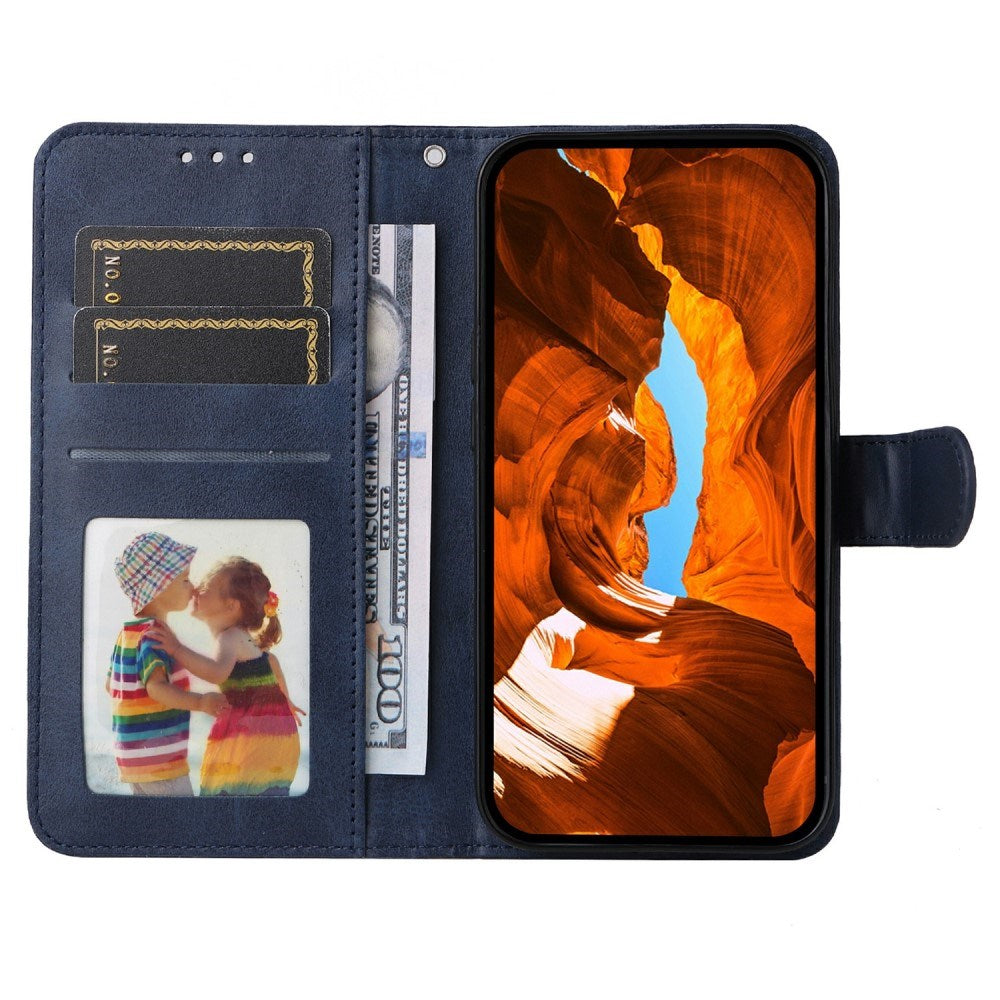EIDERWOOD Motorola Moto E14 (4G) / G04 (4G) / G04s (4G) / G24 (4G) Kunstskinn Flip Deksel m. Stropp - Blå
