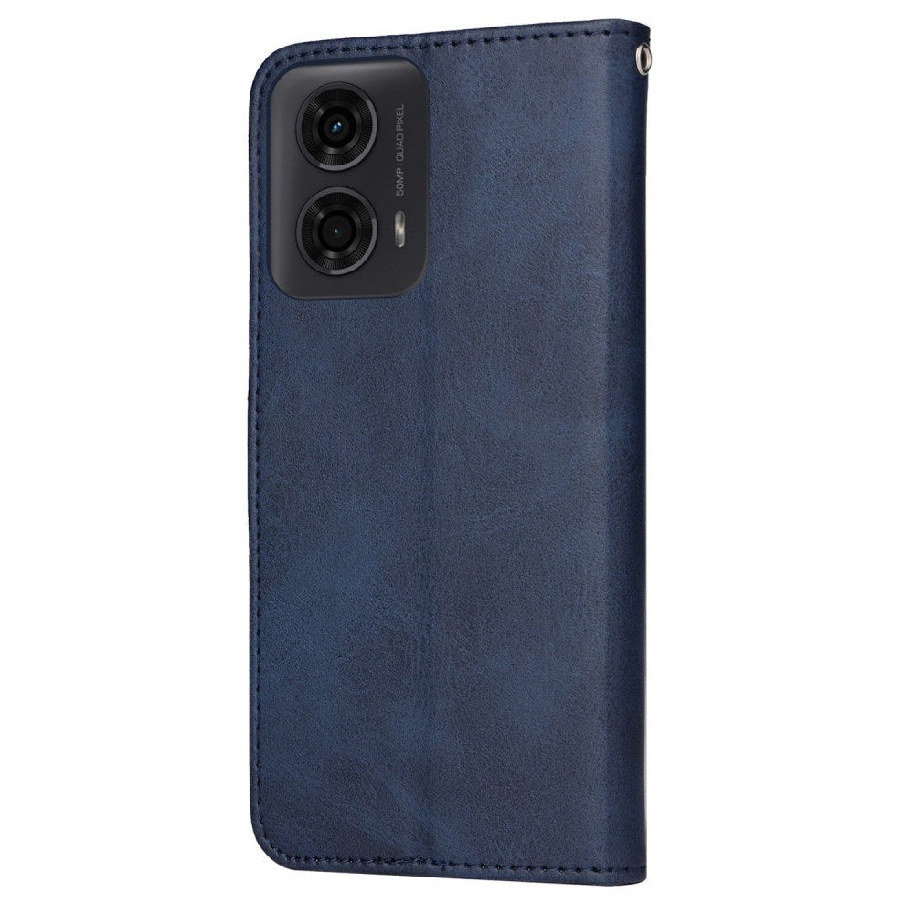 EIDERWOOD Motorola Moto E14 (4G) / G04 (4G) / G04s (4G) / G24 (4G) Kunstskinn Flip Deksel m. Stropp - Blå