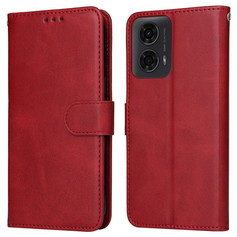 EIDERWOOD Motorola Moto E14 (4G) / G04 (4G) / G04s (4G) / G24 (4G) Kunstskinn Flip Deksel m. Stropp - Rød