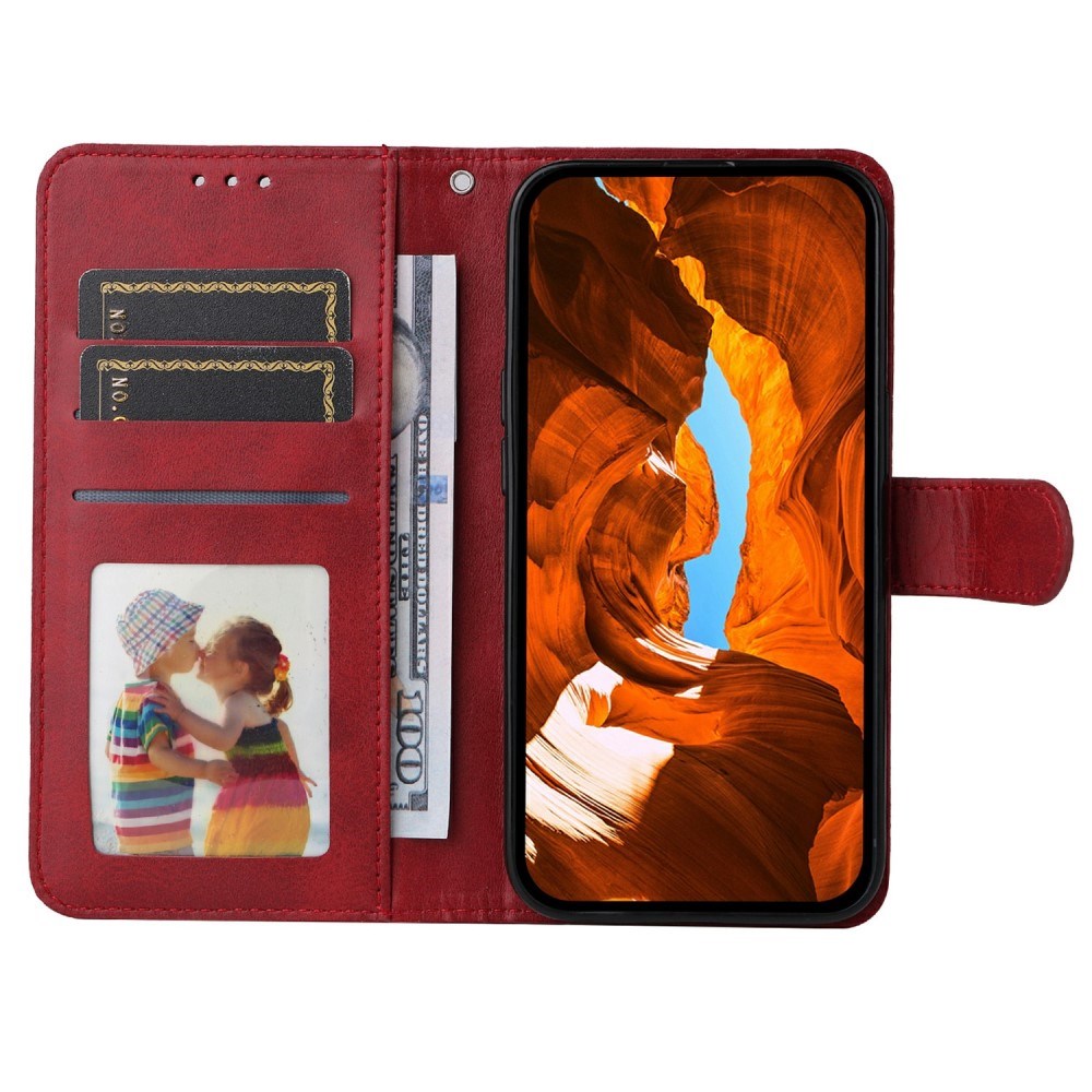 EIDERWOOD Motorola Moto E14 (4G) / G04 (4G) / G04s (4G) / G24 (4G) Kunstskinn Flip Deksel m. Stropp - Rød
