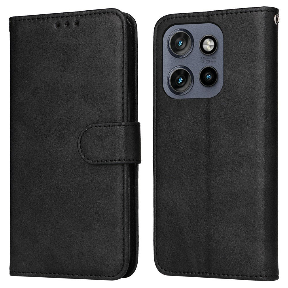 Motorola Edge 60 Neo / 50 Neo / ThinkPhone 25 EIDERWOOD Kunstskinn Flip Deksel med Strop - Svart