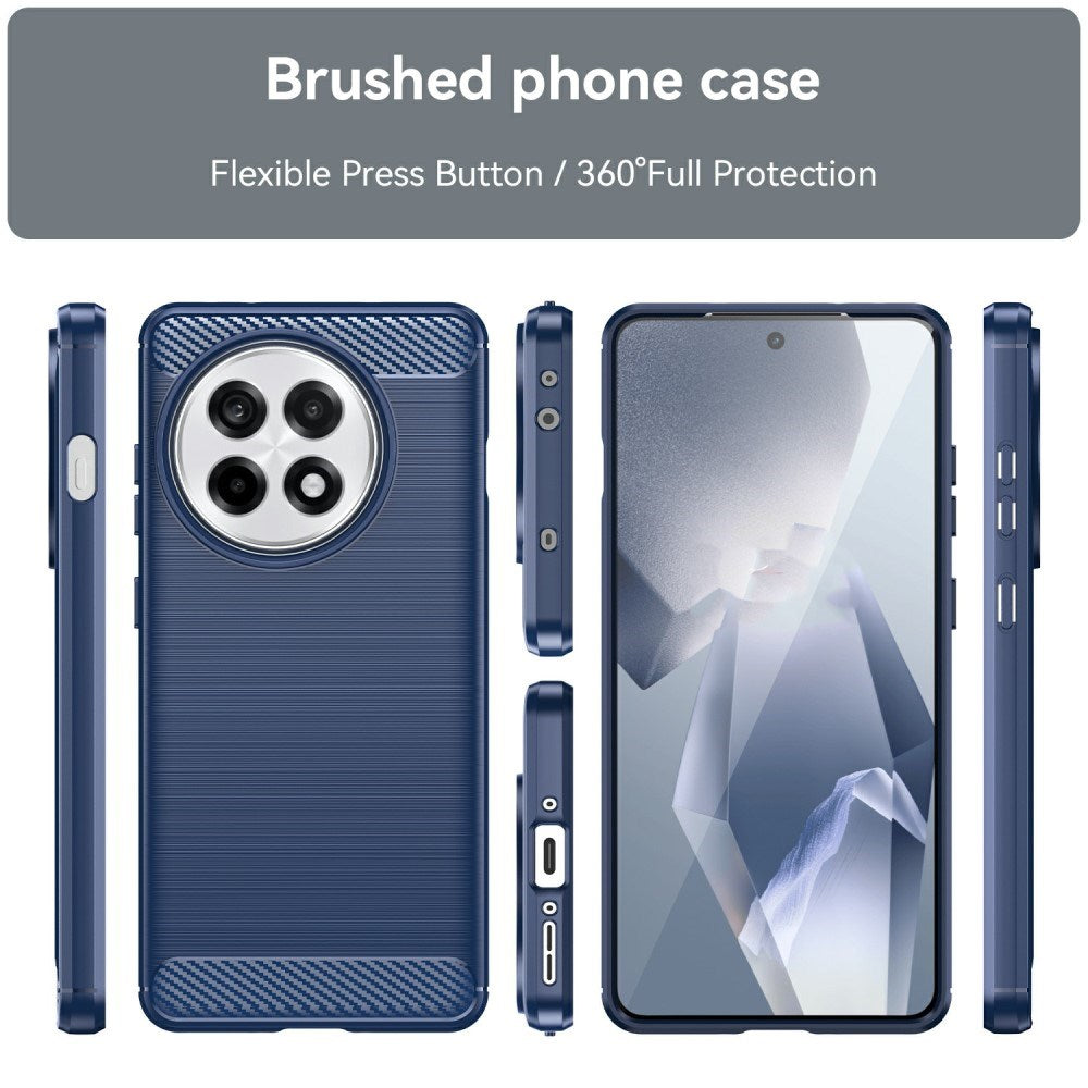 EIDERWOOD OnePlus 13R Brushed Carbon Fiber Fleksibelt Plast Deksel - Blå