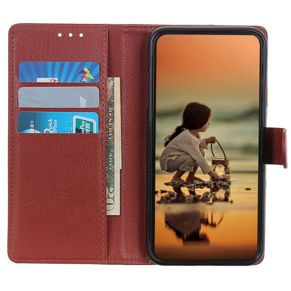 EIDERWOOD Xiaomi Poco X7 Pro Litchi Kunstskinn Flip Deksel med Lommebok - Brun
