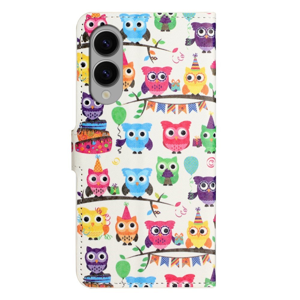 EIDERWOOD Samsung Galaxy S25 Edge Kunstskinn Deksel med Lommebok og Stativfunksjon - Ugler