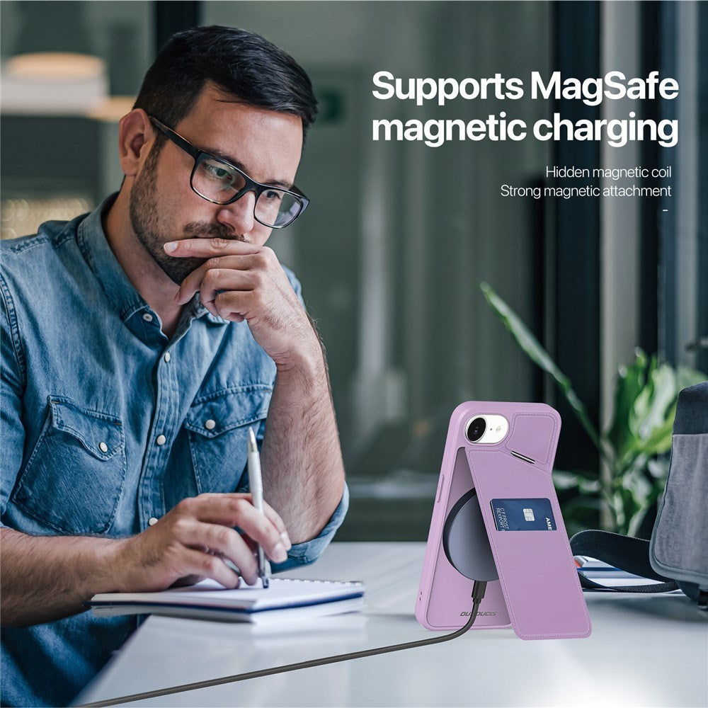 iPhone 17e / 16e DUX DUCIS Deksel med Kortholder & RFID-Blokkering – MagSafe Kompatibel – Lilla