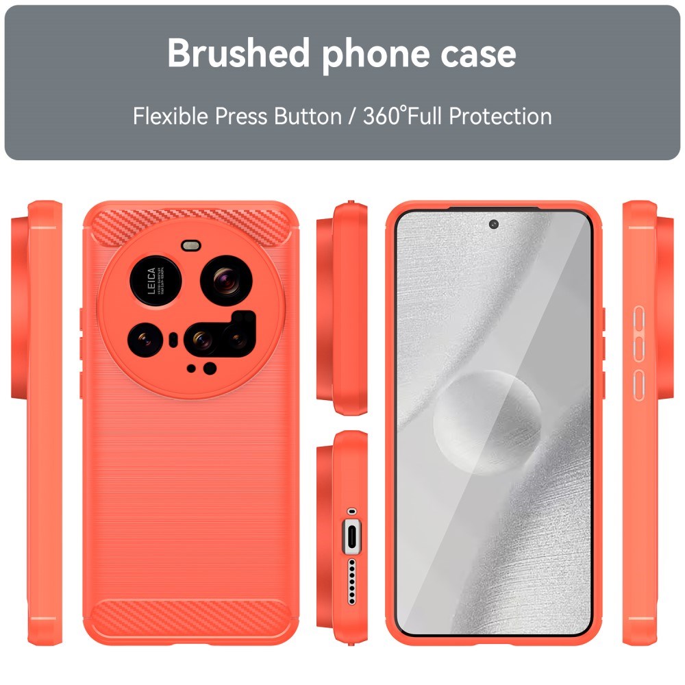 EIDERWOOD Xiaomi 15 Ultra Brushed Carbon Fiber Fleksibelt Plast Deksel - Rød