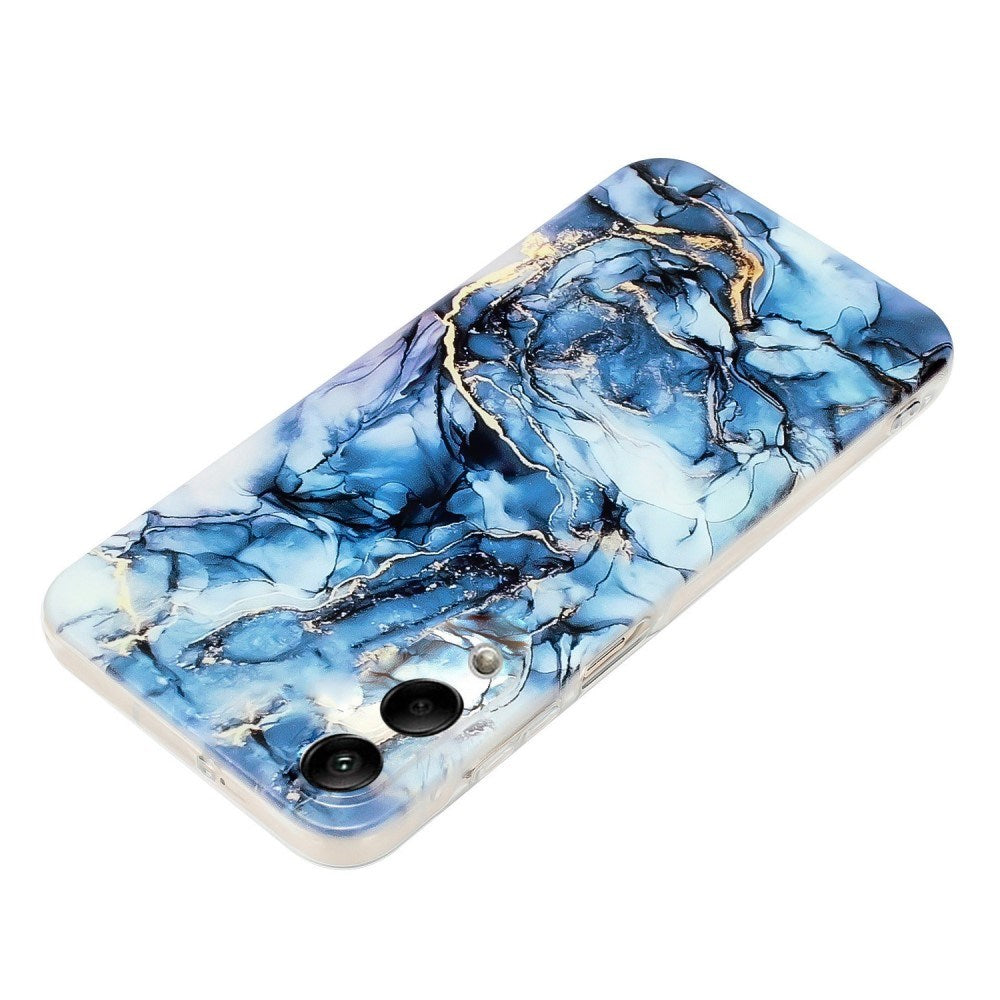EIDERWOOD Samsung Galaxy S25 Edge Fleksibelt Plast Deksel m. Marmormønster - Blå