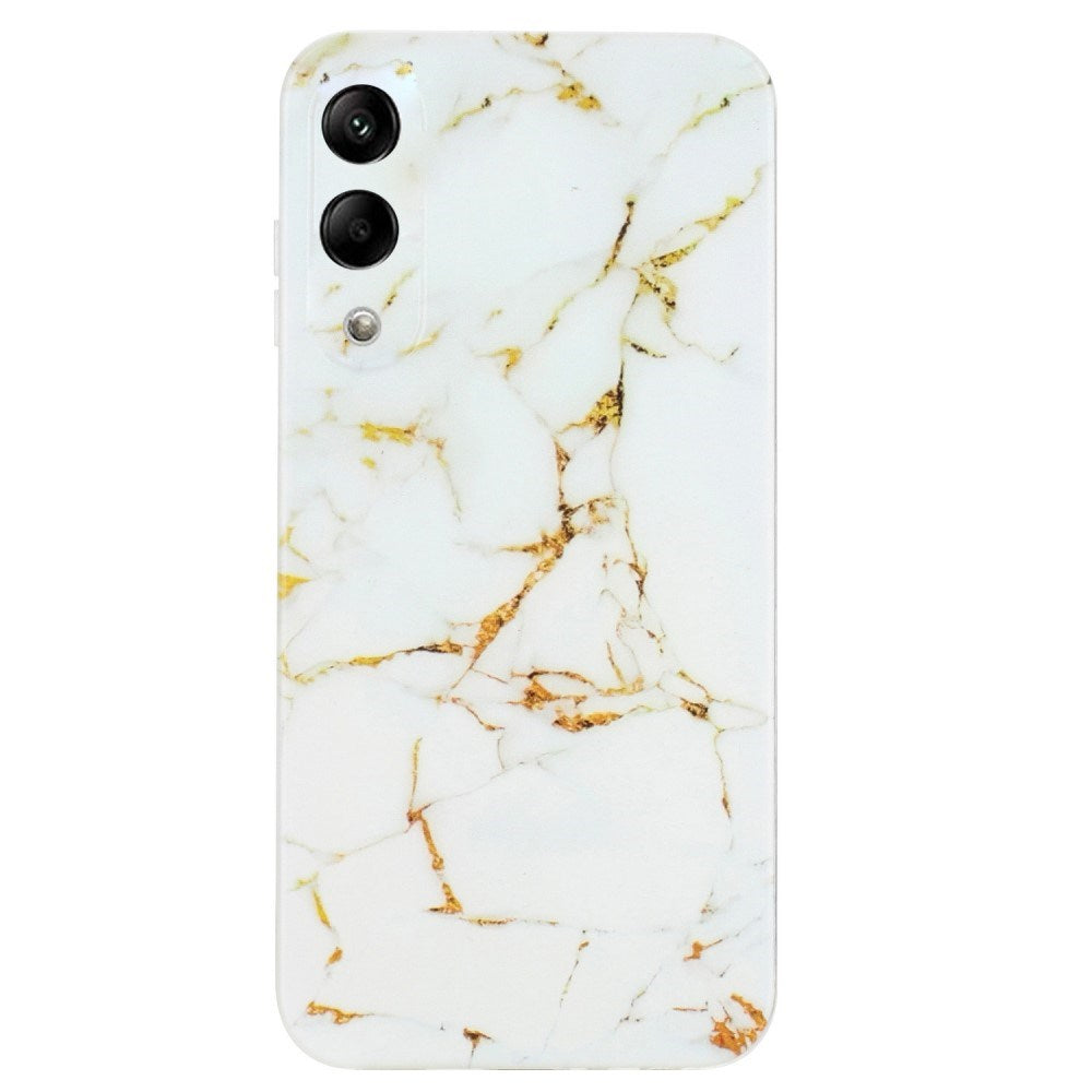 EIDERWOOD Samsung Galaxy S25 Edge Fleksibelt Plast Deksel m. Marmormønster - Hvit