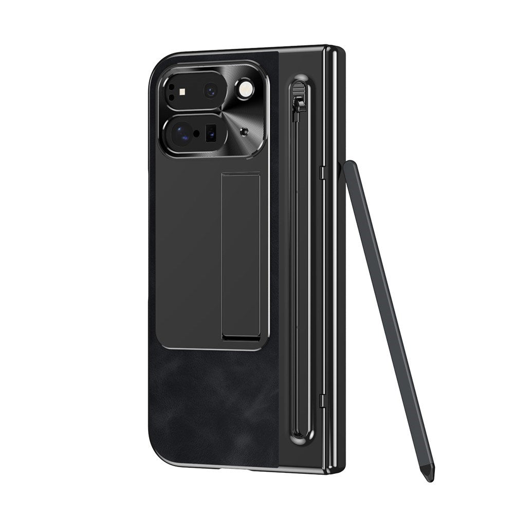 EIDERWOOD Google Pixel 10 Pro Fold Deksel med Bakside i Kunstskinn - Kickstand - Stylusholder - Svart